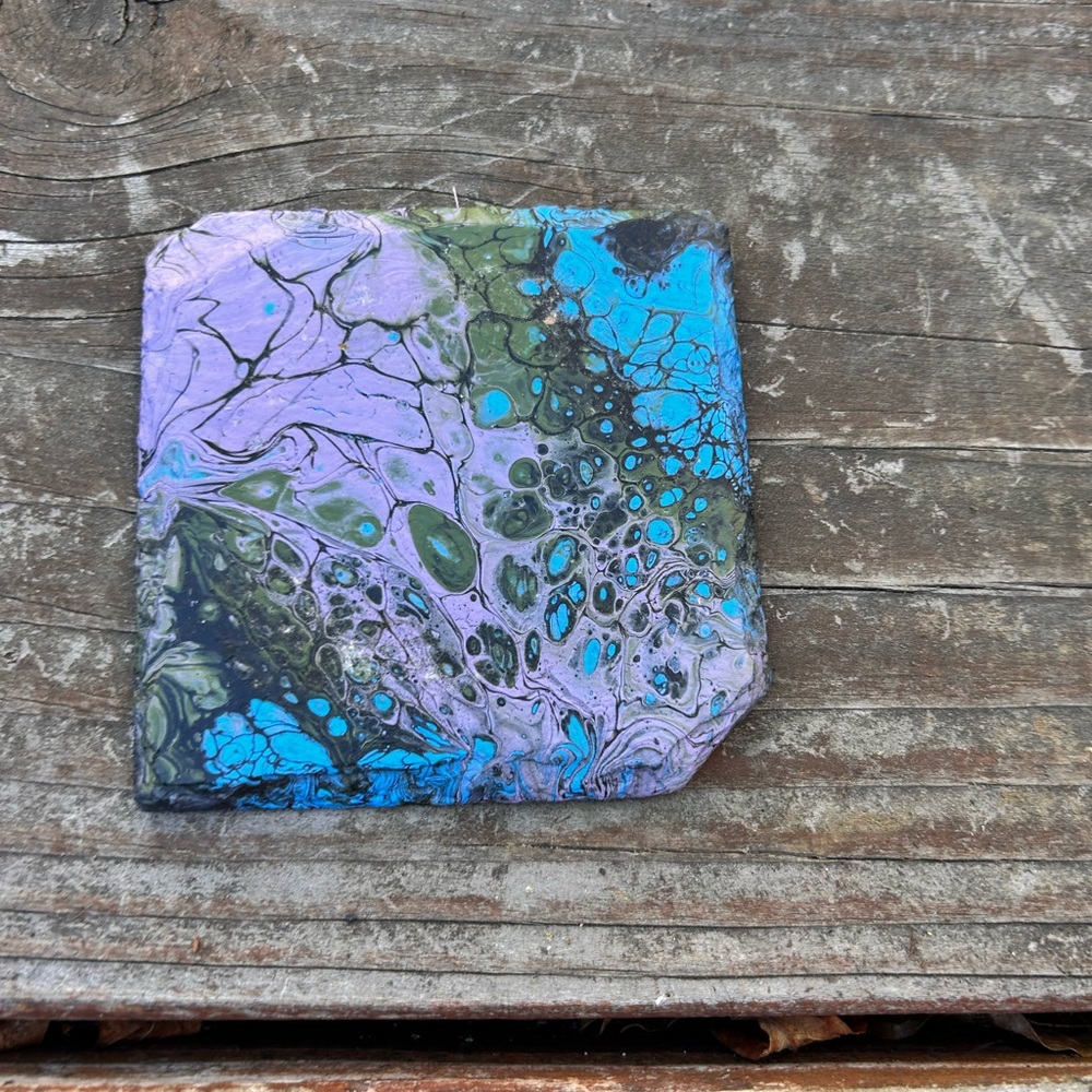 “Lavender Abyss” Handmade Granite Coaster Set